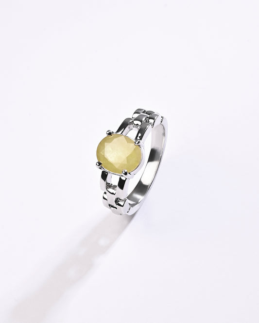 Rolex Yellow Sapphire (Pukhraj) Ring in 925 Sterling Silver - Urja