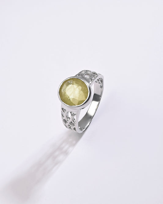 Victorian Yellow Sapphire (Pukhraj) Ring in 925 Sterling Silver - Shakti