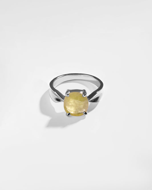 Charming Yellow Sapphire (Pukhraj) Ring in 925 Sterling Silver - Urja