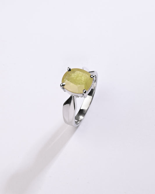 Charming Yellow Sapphire (Pukhraj) Ring in 925 Sterling Silver - Urja