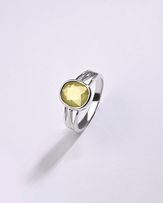 Precious Yellow Sapphire (Pukhraj) Ring in 925 Sterling Silver - Shakti