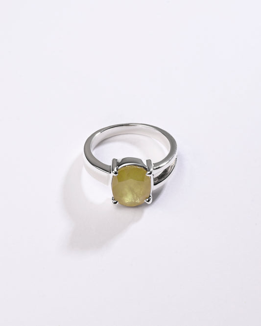 Majestic Yellow Sapphire (Pukhraj) Ring in 925 Sterling Silver - Urja