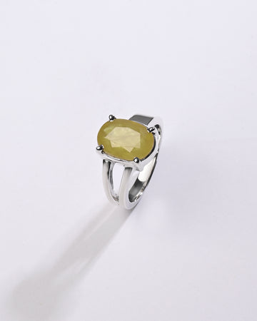 Majestic Yellow Sapphire (Pukhraj) Ring in 925 Sterling Silver - Urja