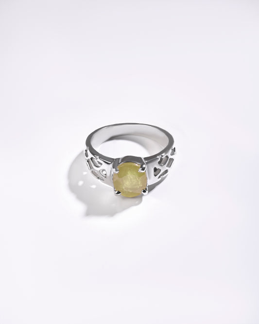 Supreme Yellow Sapphire (Pukhraj) Ring in 925 Sterling Silver - Urja