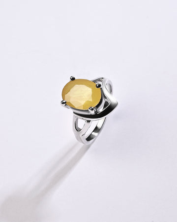 Serene Yellow Sapphire (Pukhraj) Ring in 925 Sterling Silver - Urja