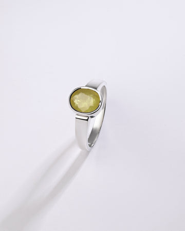 Natural Yellow Sapphire (Pukhraj) Ring in 925 Sterling Silver - Shakti