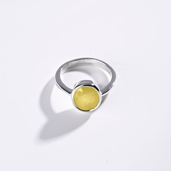 Minimalist Yellow Sapphire Ring in Silver from Myra Gems