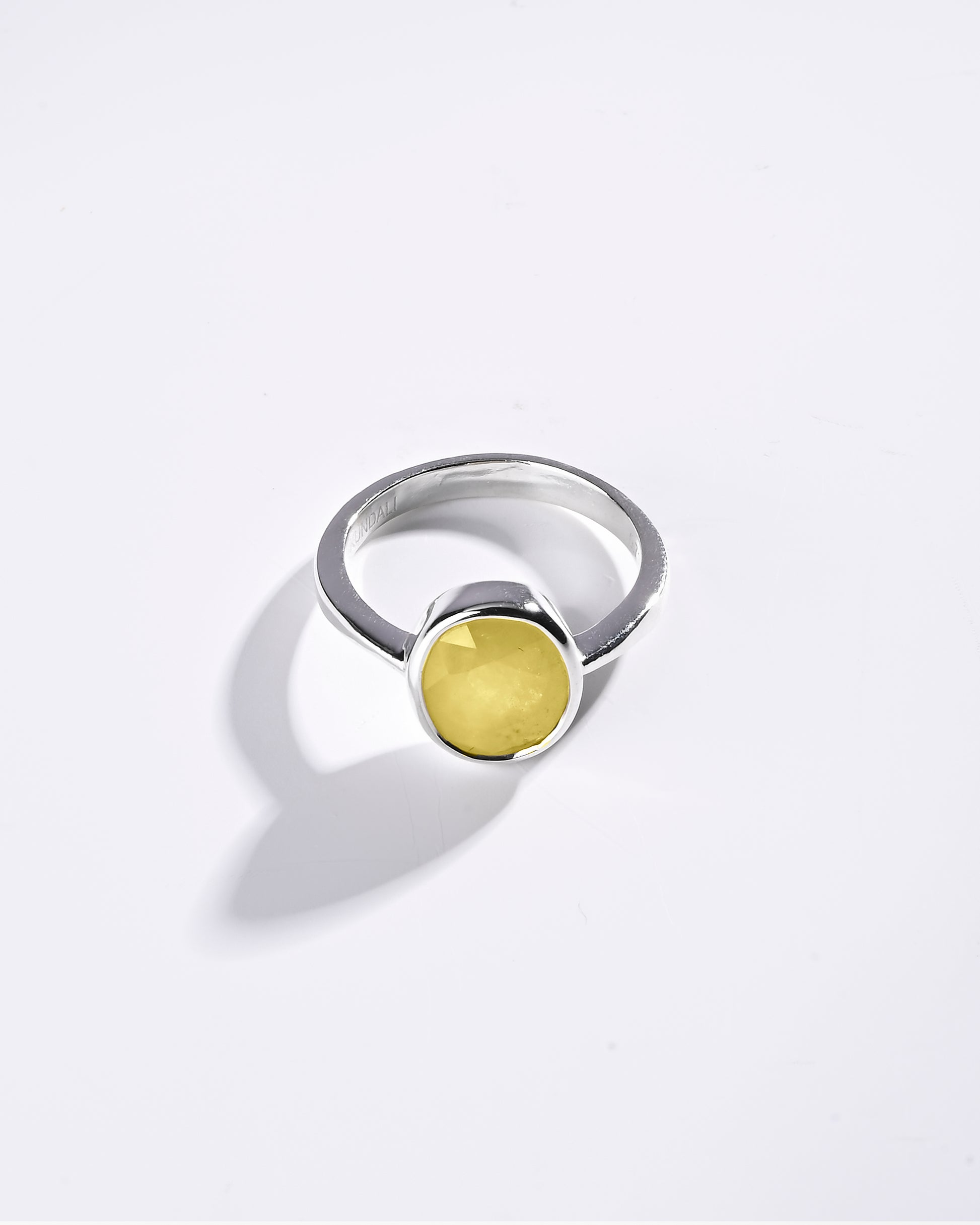 Minimalist Yellow Sapphire Ring in Silver from Myra Gems