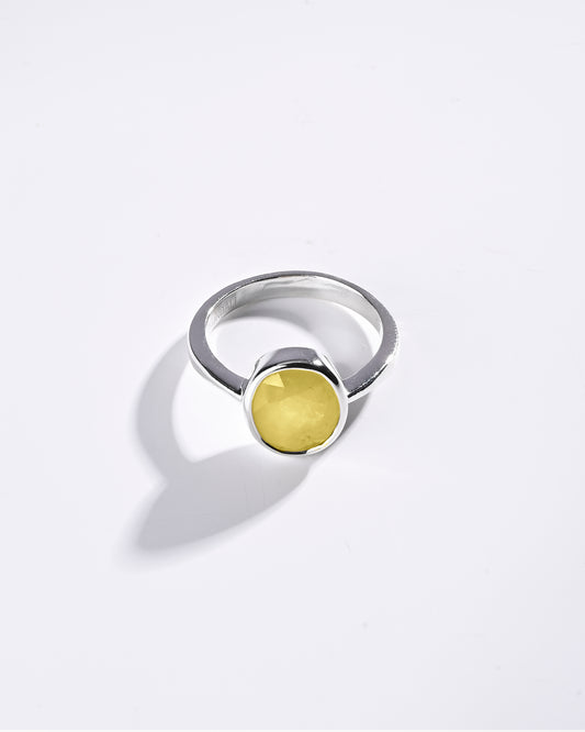 Minimalist Yellow Sapphire (Pukhraj) Ring in 925 Sterling Silver - Shakti
