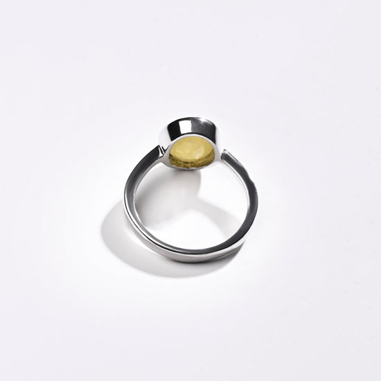 Minimalist Yellow Sapphire Ring in Silver from Myra Gems