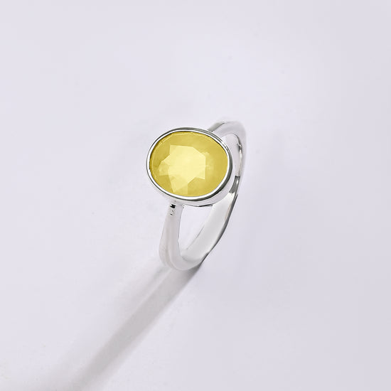 Minimalist Yellow Sapphire Ring in Silver from Myra Gems