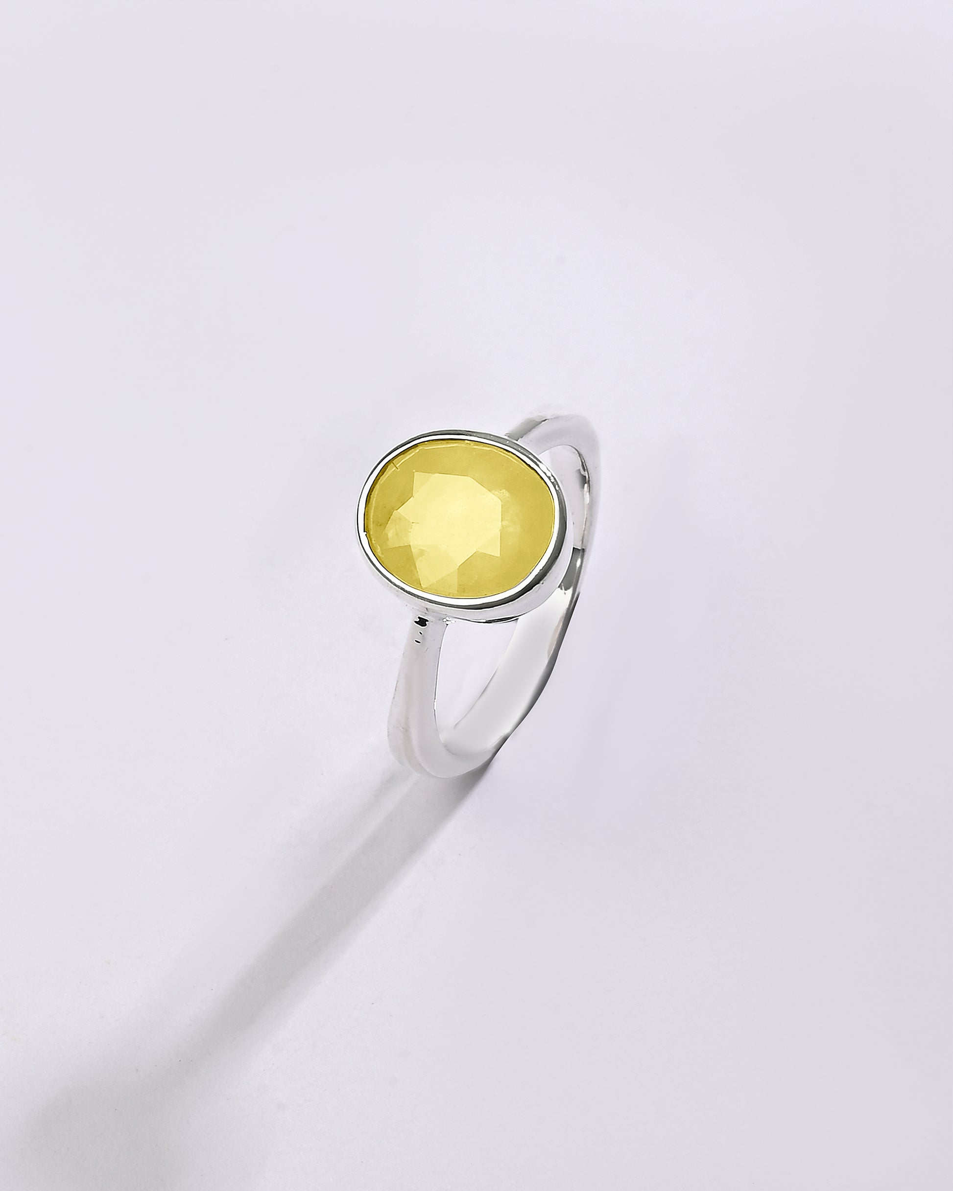 Minimalist Yellow Sapphire Ring in Silver from Myra Gems
