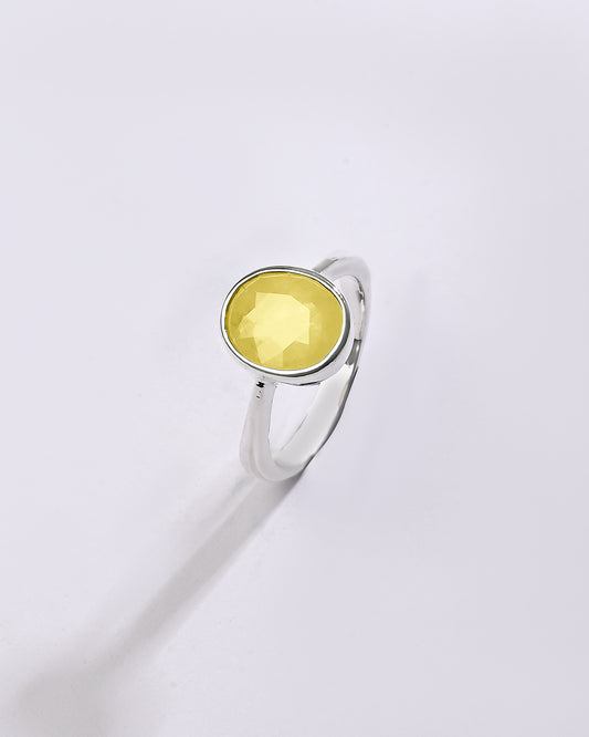 Minimalist Yellow Sapphire (Pukhraj) Ring in 925 Sterling Silver - Shakti