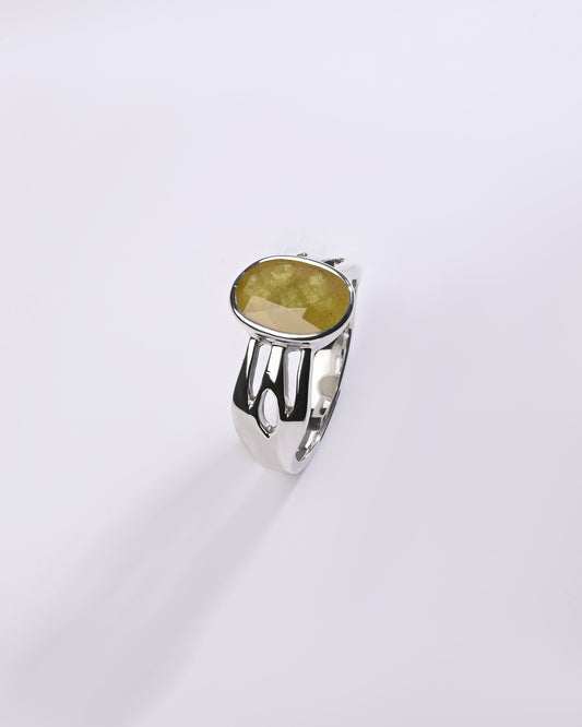 Yellow sapphire ring for men