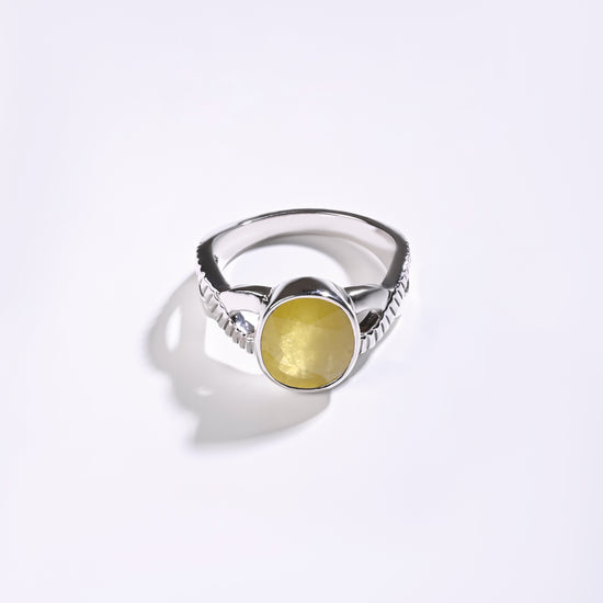 Silver yellow sapphire ring for men
