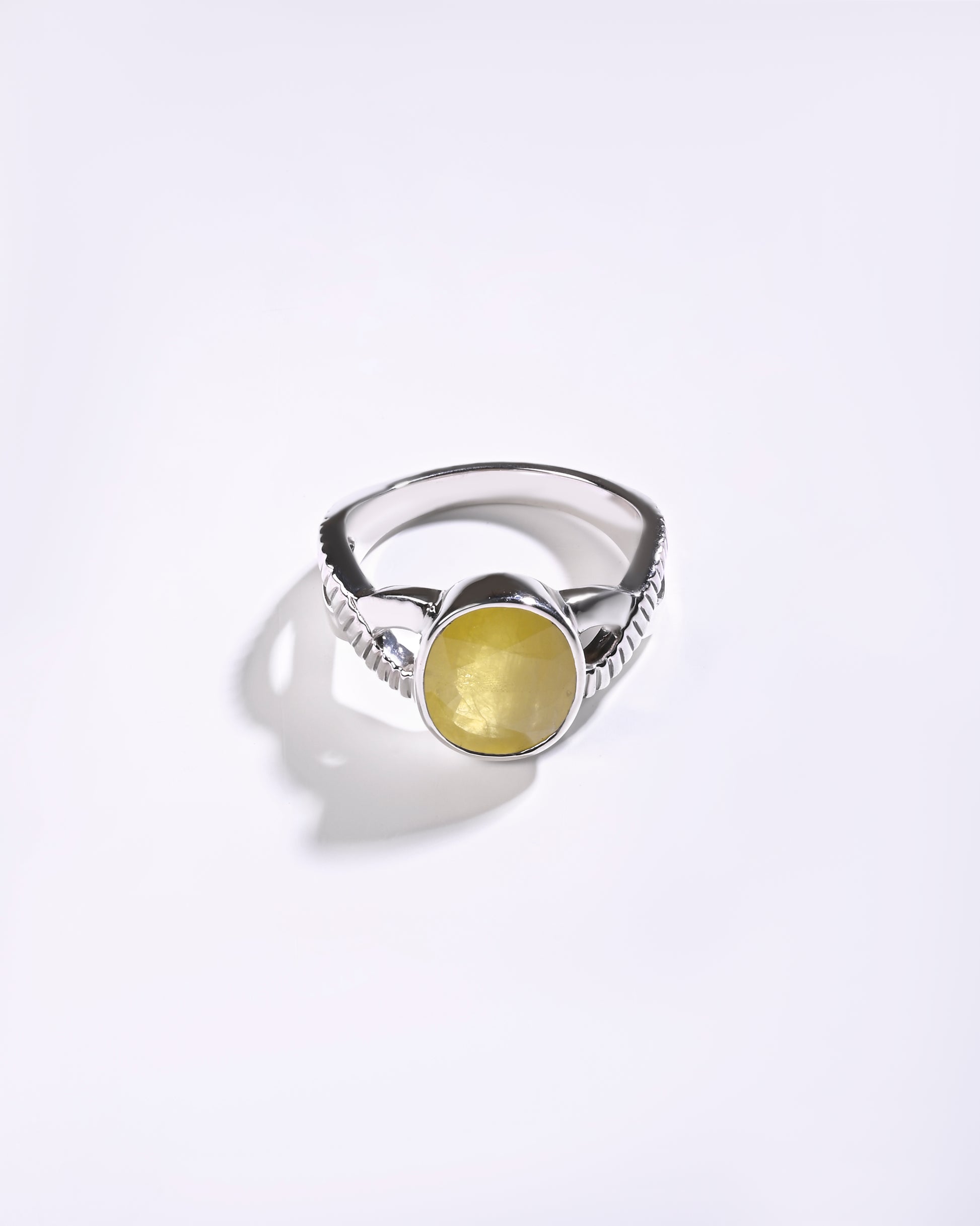 Silver yellow sapphire ring for men