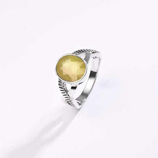 Yellow sapphire stone ring for men