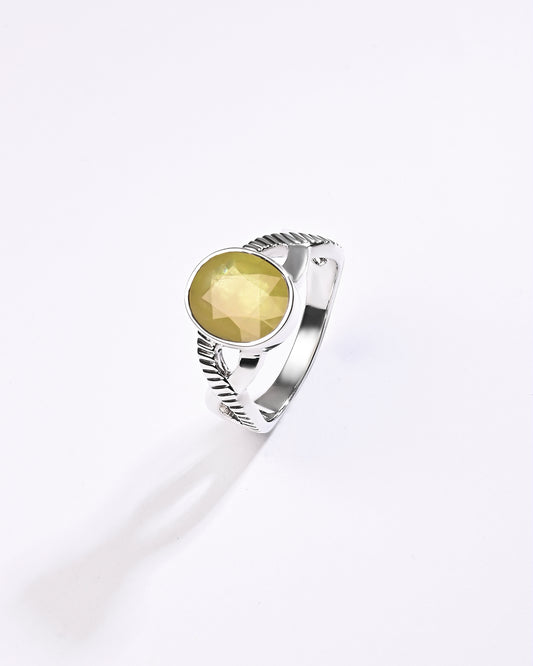 Yellow sapphire stone ring for men