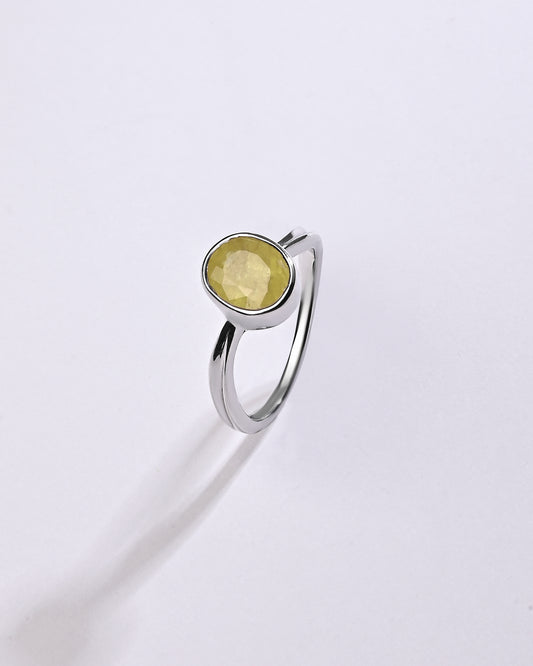 Elegant Yellow Sapphire (Pukhraj) Ring in 925 Sterling Silver - Shakti