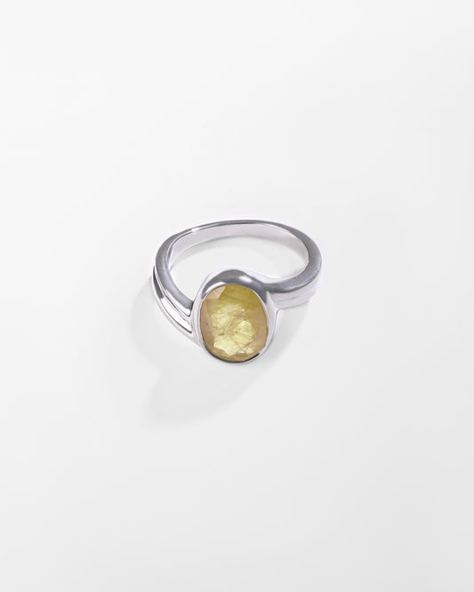Promise Yellow Sapphire (Pukhraj) Ring in 925 Sterling Silver - Shakti