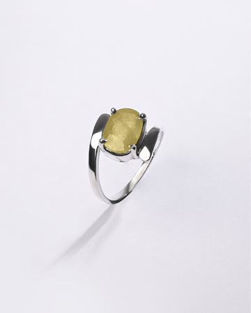 Radiant Yellow Sapphire (Pukhraj) Ring in 925 Sterling Silver - Urja