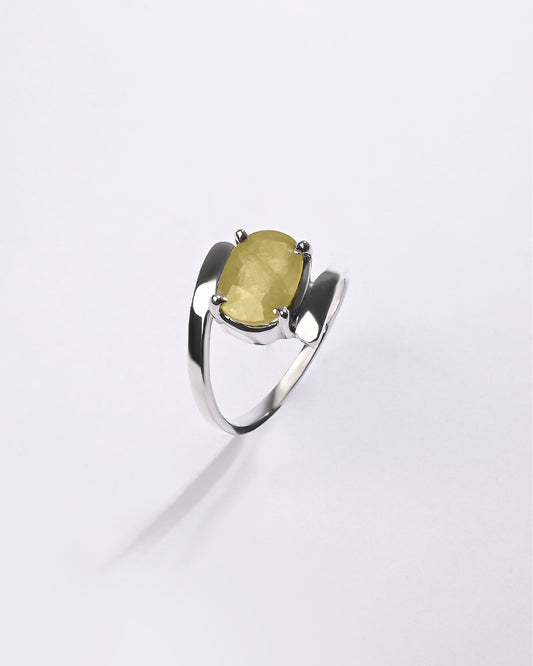 Radiant Yellow Sapphire (Pukhraj) Ring in 925 Sterling Silver - Urja