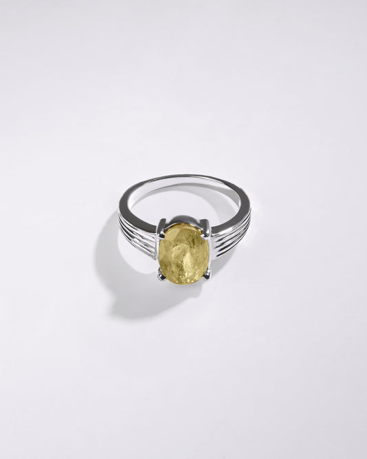 Magical Yellow Sapphire (Pukhraj) Ring in 925 Sterling Silver - Urja