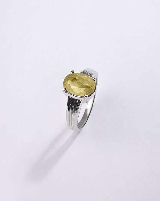 Magical Yellow Sapphire (Pukhraj) Ring in 925 Sterling Silver - Urja