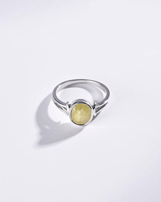 Exclusive Yellow Sapphire (Pukhraj) Ring in 925 Sterling Silver - Shakti