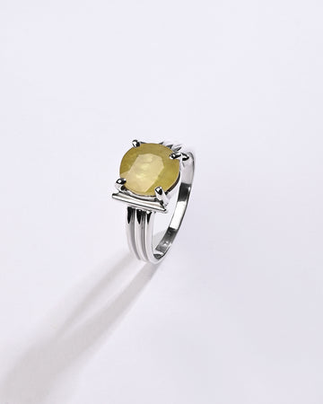Deluxe Yellow Sapphire (Pukhraj) Ring in 925 Sterling Silver - Urja