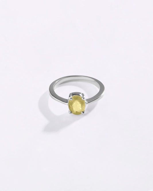 Minimalist Yellow Sapphire (Pukhraj) Ring in 925 Sterling Silver - Urja