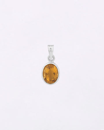 Plain Golden Topaz Pendant in 925 Silver