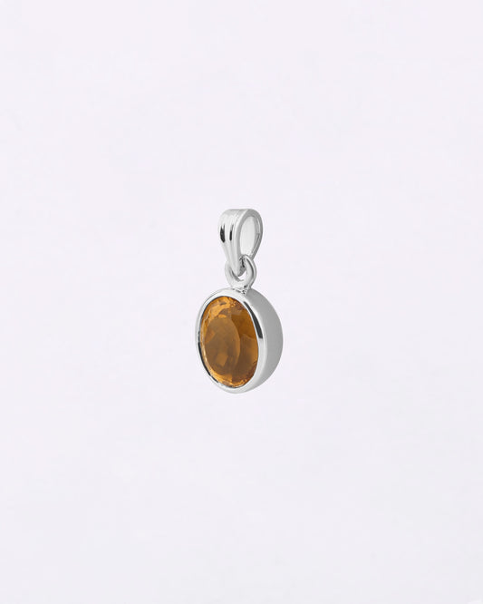 Plain Golden Topaz Pendant in 925 Silver