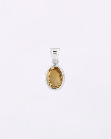 Plain Light Golden Topaz Pendant in 925 Silver