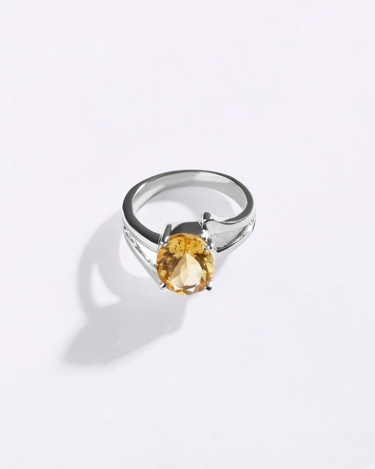 Superior Golden Topaz (Sunahara Pukhraj) Ring in 925 Sterling Silver - Urja