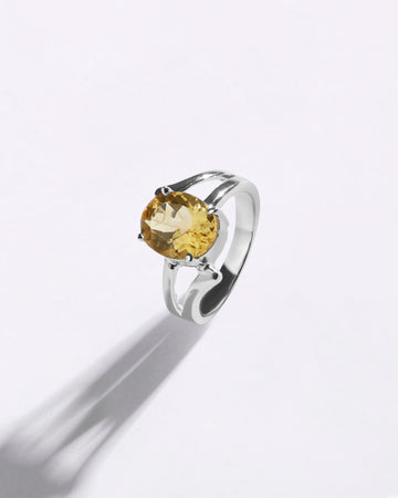 Superior Golden Topaz (Sunahara Pukhraj) Ring in 925 Sterling Silver - Urja