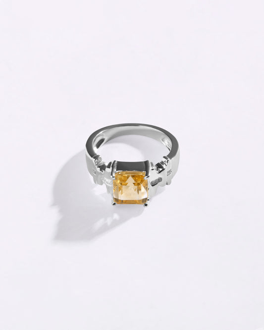 Exotic Golden Topaz (Sunahara Pukhraj) Ring in 925 Sterling Silver - Urja Sq