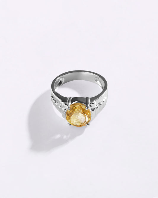 Royal Golden Topaz (Sunahara Pukhraj) Ring in 925 Sterling Silver - Urja