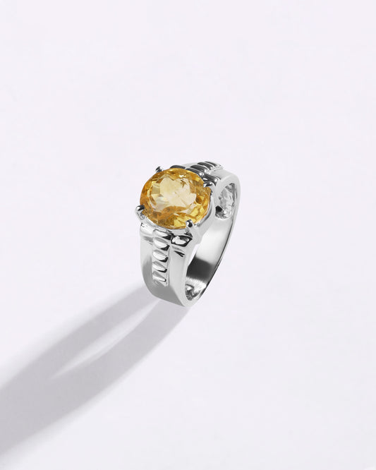 Royal Golden Topaz (Sunahara Pukhraj) Ring in 925 Sterling Silver - Urja