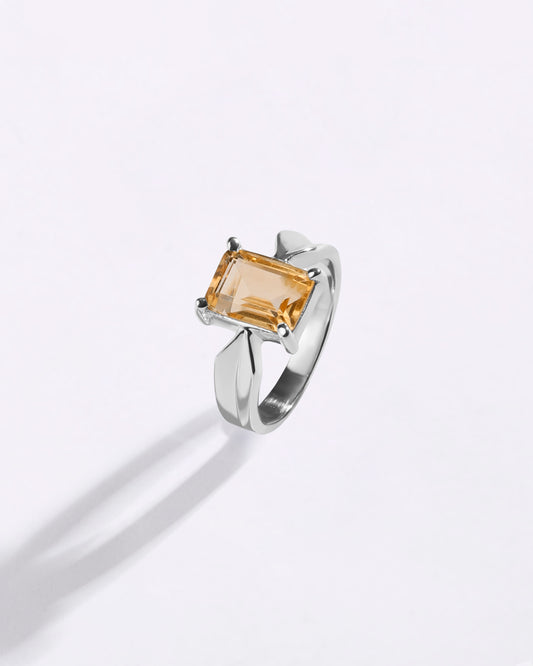 Charming Golden Topaz (Sunahara Pukhraj) Ring in 925 Sterling Silver - Urja Sq