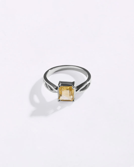Grace Golden Topaz (Sunahara Pukhraj) Ring in 925 Sterling Silver - Urja Sq