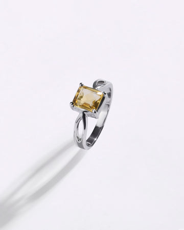 Grace Golden Topaz (Sunahara Pukhraj) Ring in 925 Sterling Silver - Urja Sq