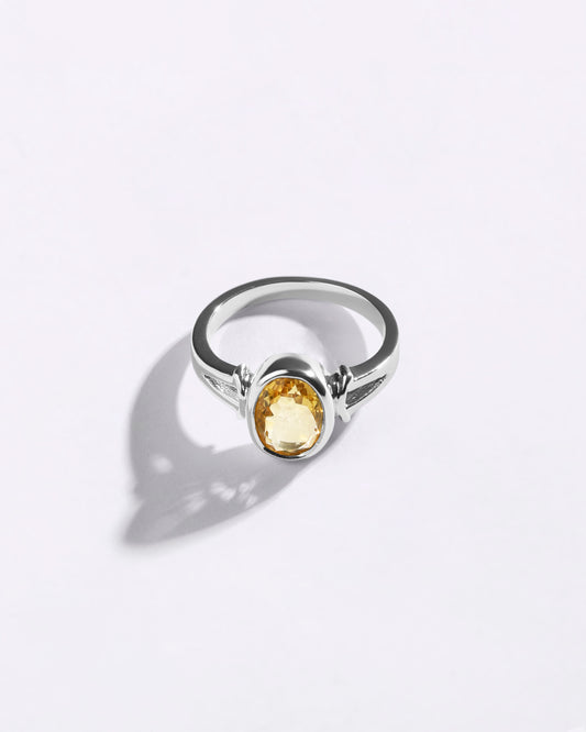 Exclusive Golden Topaz (Sunahara Pukhraj) Ring in 925 Sterling Silver - Shakti