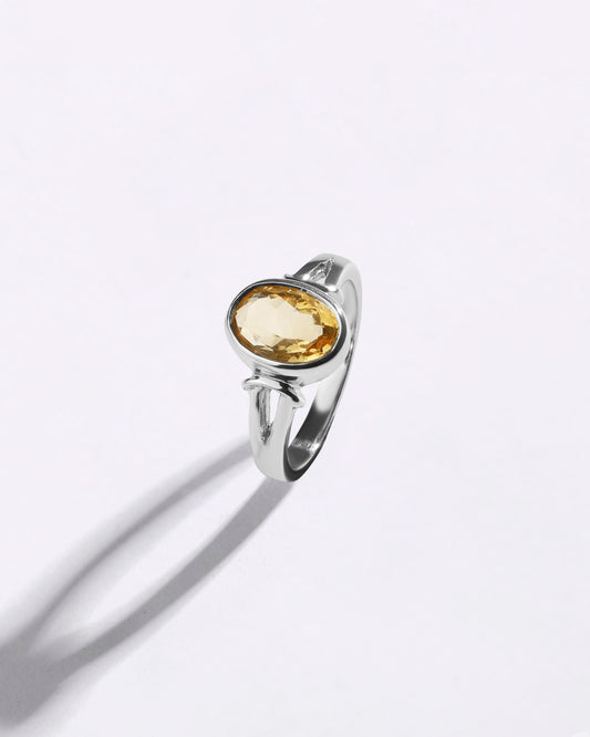 Exclusive Golden Topaz (Sunahara Pukhraj) Ring in 925 Sterling Silver - Shakti