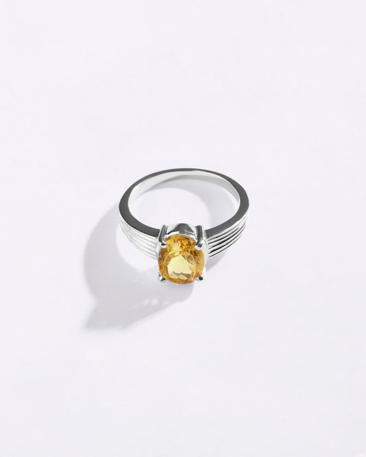 Magical Golden Topaz (Sunahara Pukhraj) Ring in 925 Sterling Silver - Urja