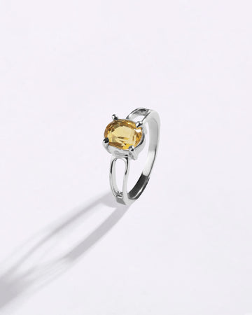 Sleek Golden Topaz (Sunahara Pukhraj) Ring in 925 Sterling Silver - Urja