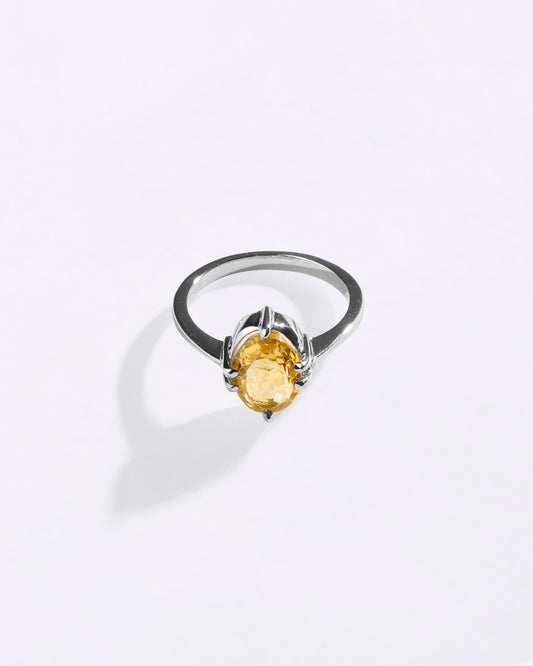 Minimalist Golden Topaz (Sunahara Pukhraj) Ring in 925 Sterling Silver - Astra