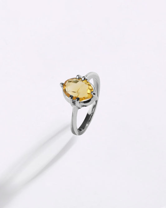 Minimalist Golden Topaz (Sunahara Pukhraj) Ring in 925 Sterling Silver - Astra