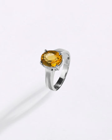 Natural Golden Topaz (Sunahara Pukhraj) Ring in 925 Sterling Silver - Urja