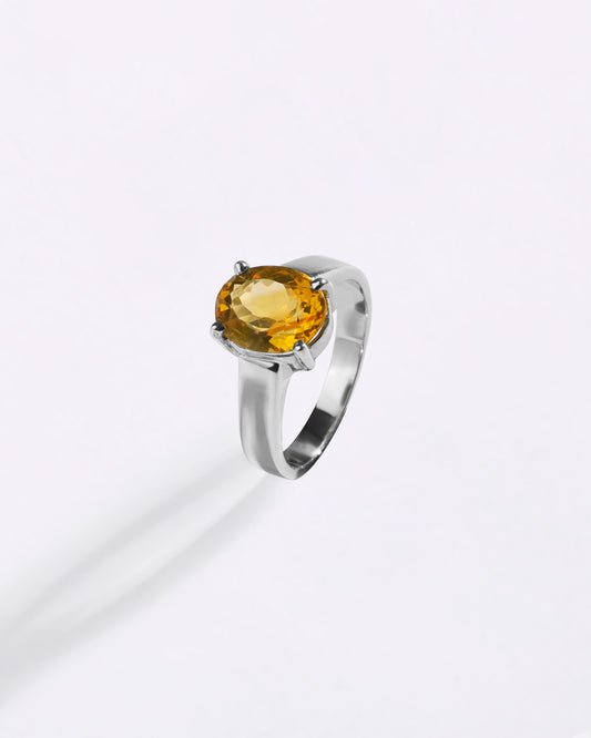 Natural Golden Topaz (Sunahara Pukhraj) Ring in 925 Sterling Silver - Urja